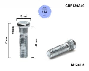 Kolový svorník (šteft) M12x1,5x40 tisícihran průměr 13mm (CRP130A40)