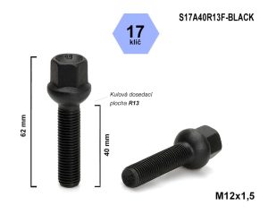 Šroub M12x1.5 kulový R13 S17A40R13F-Black