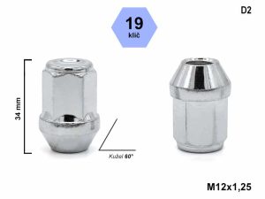 Kolová matice M12x1.25 kuželová D2