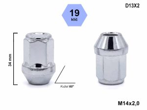 Matice na kola M14x2.0 kuželová D13X2