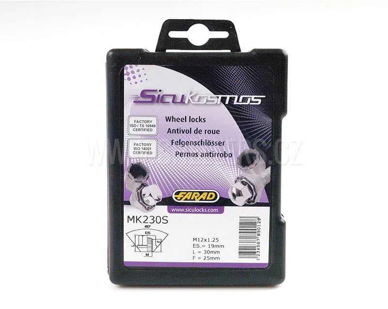 Pojistné bezpečnostní matice M12x1,25 kužel, zavřená, klíč 19 mm, SICUKOSMOS MK215 - Obrázek 3