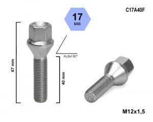 Šrouby na kola M12x1,5x40 mm kužel C17A40F