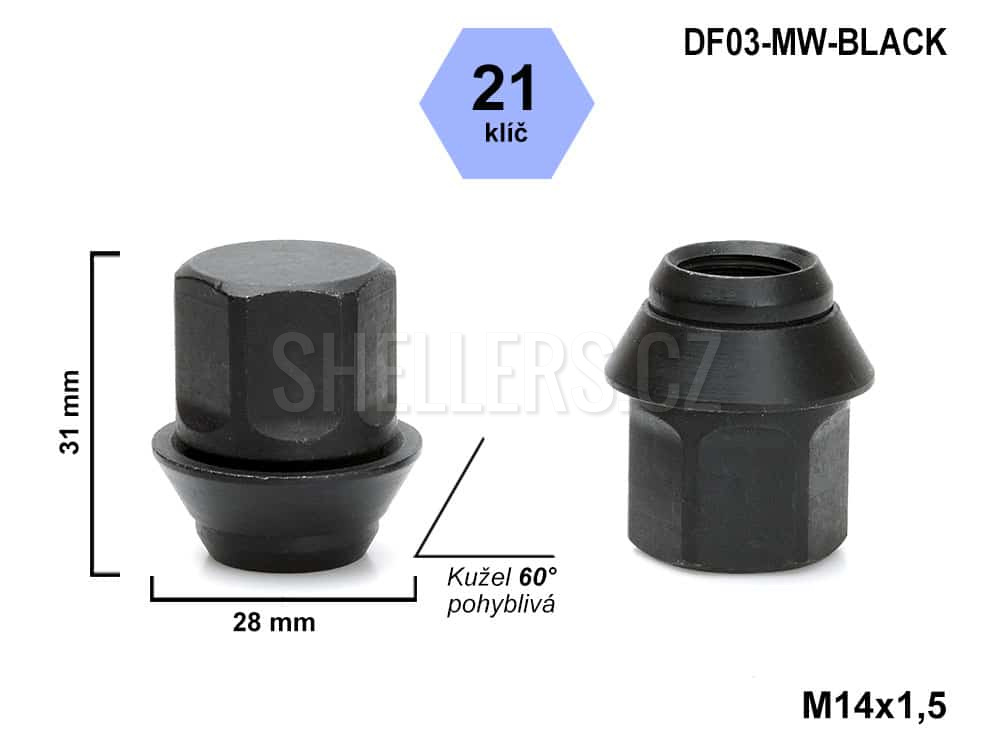 Matice M14x1,5 kužel pohyblivá DF03-MW-Black