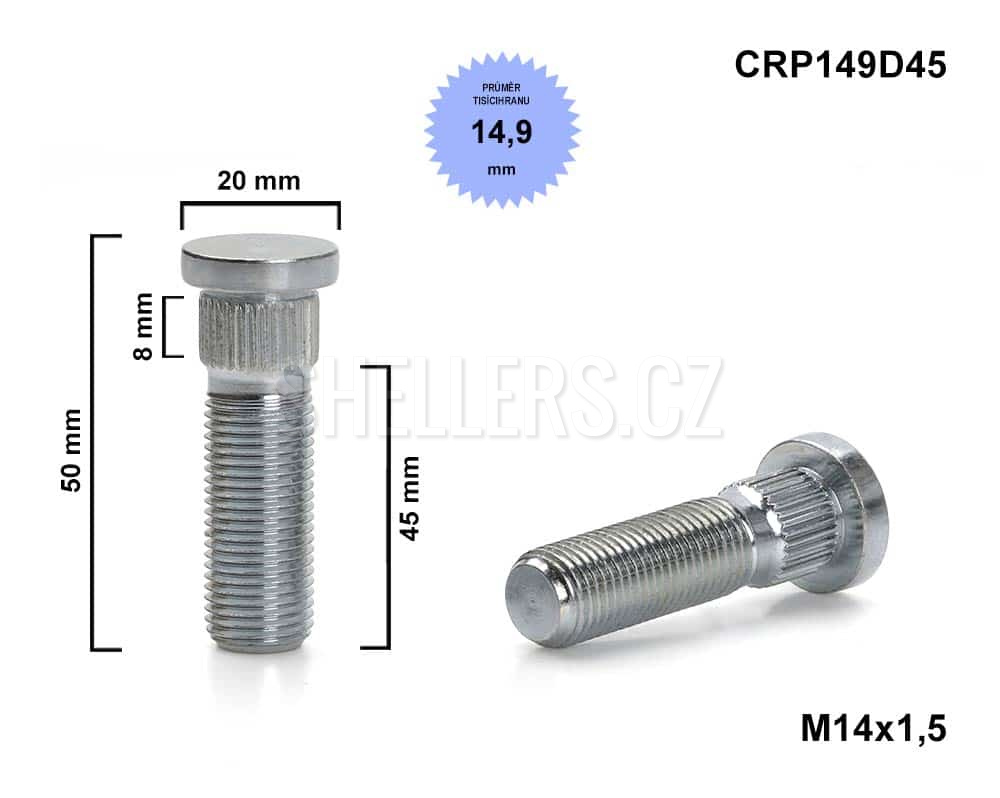 Kolový svorník M14x1,5x45 mm 14.9 CRP149D45